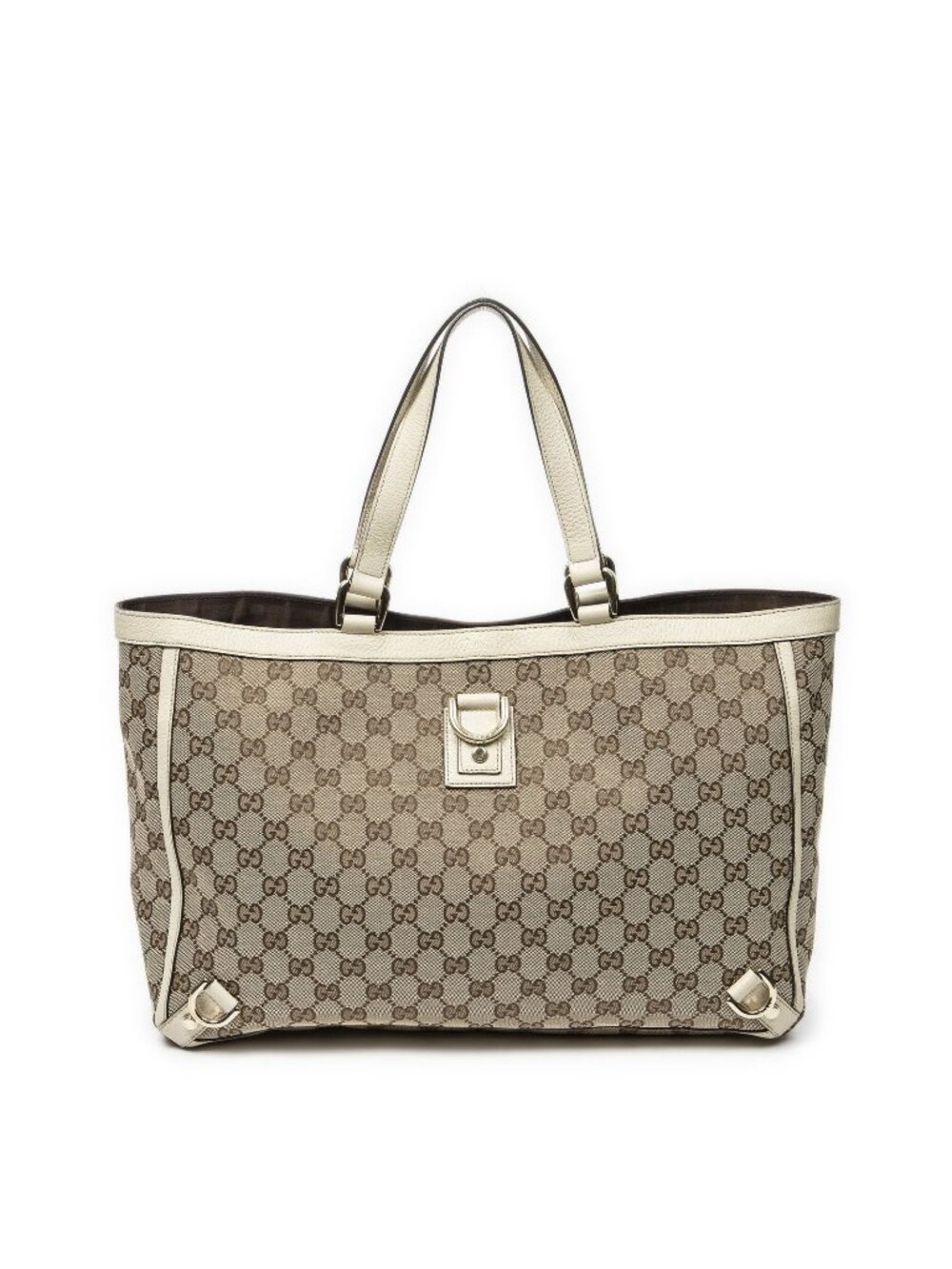 Gucci Large Abbey D Ring Tote Ivory Beige GG Canvas